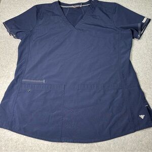 Med‎ Couture Women's L Deep Blue Short Sleeve Scrub Top